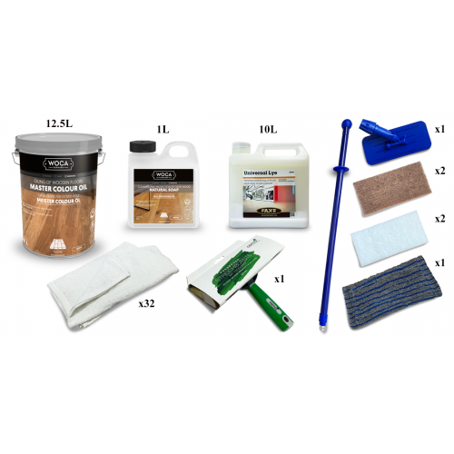 Kit Saving: DC007 (f) Faxe Universal Lye & Woca Master Colour Oil, white, floor, 76 to 95m2, Work by hand  (DC)