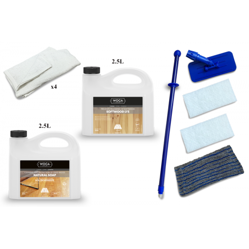 Kit Saving: DC011 (a) Woca Softwood Lye & Woca White Soap, Furnishings or other surfaces less than 5m2, Work by hand  (DC)