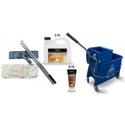 Kit Saving: DC015, Premium care, Clean naturally oiled or UV-oiled floors inc Woca natural versions of Soap & Maintenance Gel plus a Breakframe Flat Mop & Bucket and wringer   (DC)