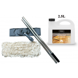 Kit Saving: DC023 Clean for white soaped wooden floor by hand, incl Woca Natural Soap White 2.5ltr and a breakframe flat Mop  (DC)