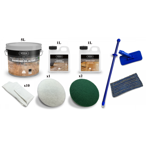 Kit Saving: DC060 (b) Woca Diamond Oil Active; other colours floor oiling, matt, single application 21 to 45m2 (DC)