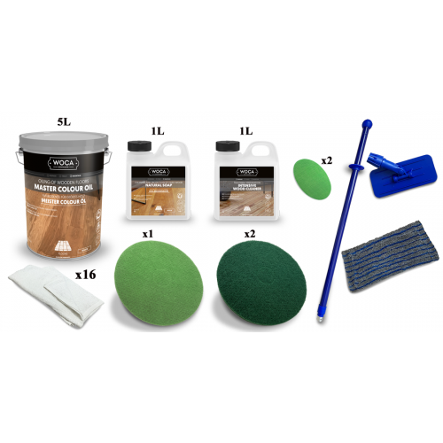 Kit Saving: DC082 (b) Woca Master Colour Oil white floor oiling, work with buffing machine, 21 to 45m2 (DC)