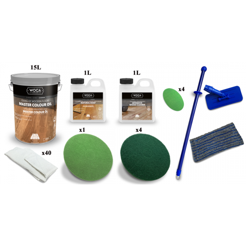 Kit Saving: DC082 (e) Woca Master Colour Oil white floor oiling, work with buffing machine, 96 to 120m2 (DC)