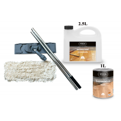 Kit Saving: DC128, Standard, Clean white classic oiled floors inc Woca white versions of soap, maintenance oil and a breakframe flat mop  (DC)
