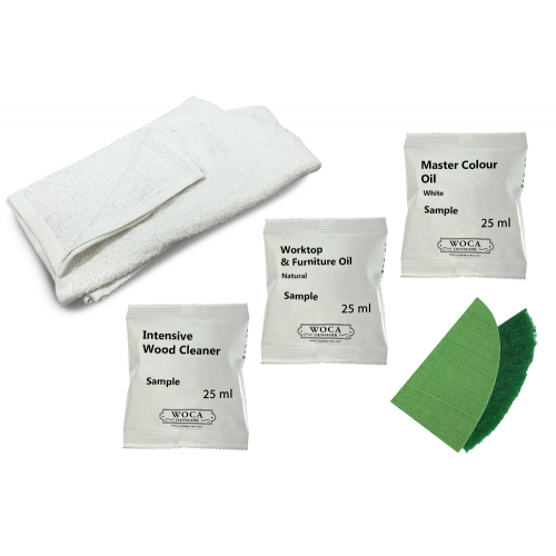 Samples: DC149 & DC171 testing Woca natural or white products for commissioning, cleaning or maintaining furniture (DC)