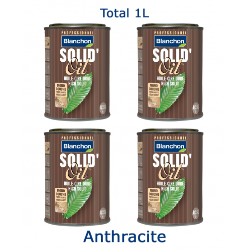 Blanchon SOLID'OIL 1 ltr (four 0.25 ltr cans sample) ANTHRACITE 03102892 (BL)