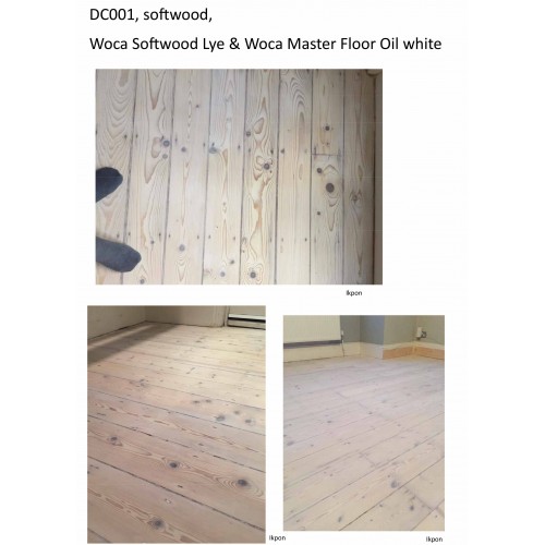 Kit Saving: DC001 (f) Woca softwood lye & Woca Master Colour Oil white floor Work by hand 76 to 95m2  (DC)